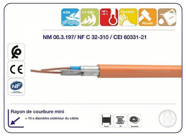 Câble sécurité incendie CR1 – C1 comsecure